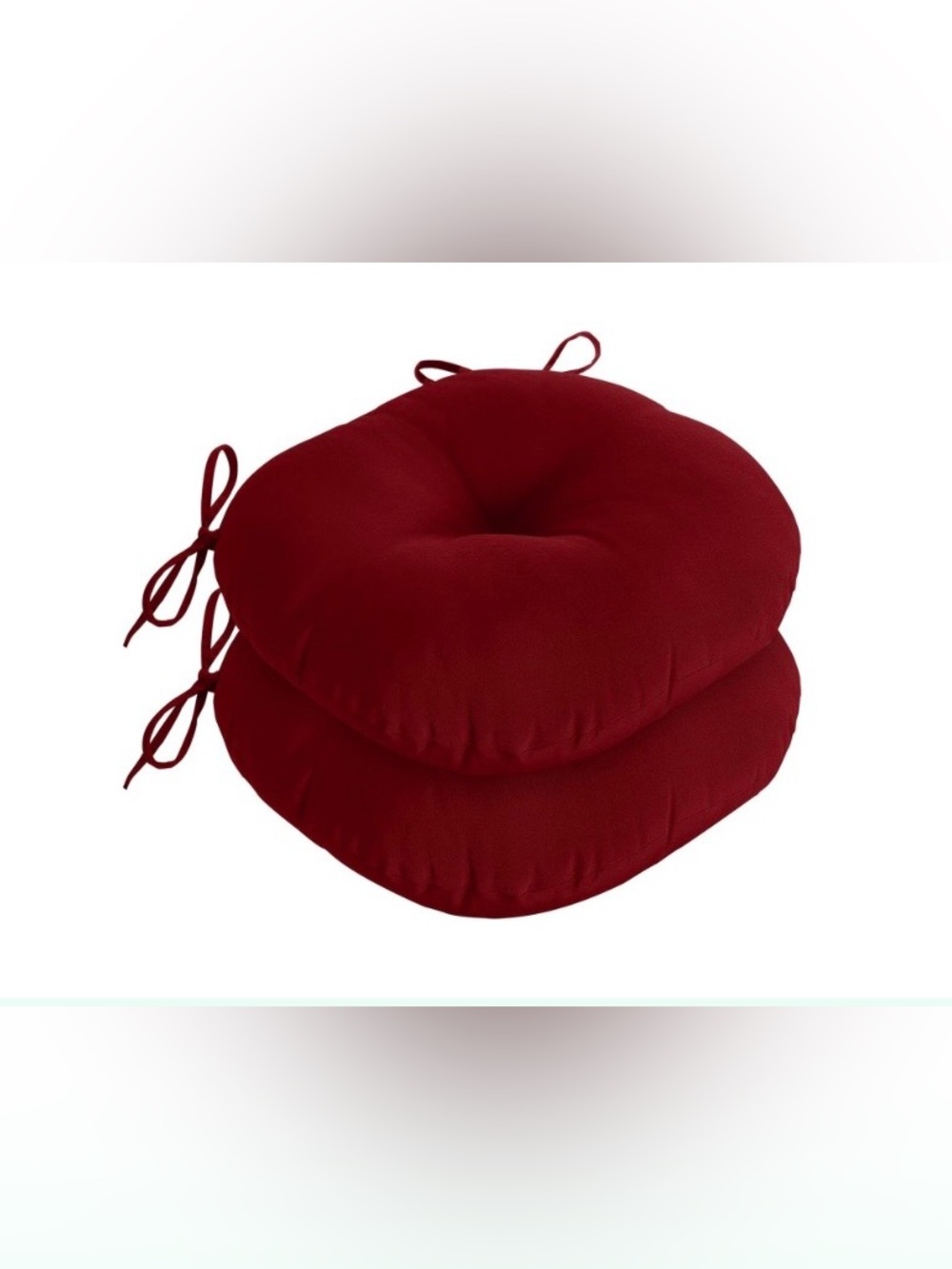 Set of 15” Round BISTRO Cushions with Ties - BURGUNDY